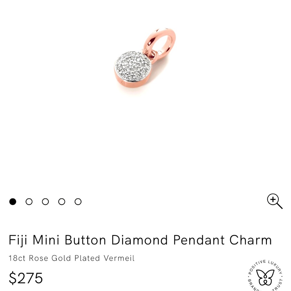 Monica Vinader Fiji Mini Button Diamond Pendant Charm
